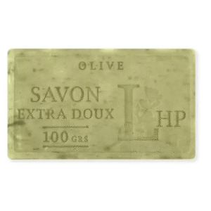 Natūralus Marselio muilas Olive su Alyvuogių aliejumi ir smulkintais lapeliais, Lavanderaie de Haute Provence, 100 g